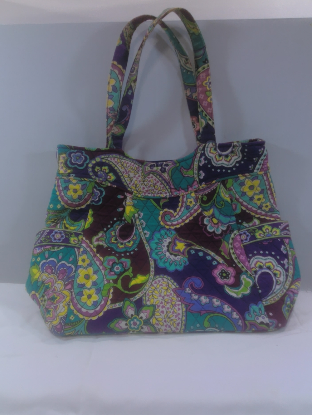 Vera Bradley Quilted Paisley Tote in Purple, Teal & Lime Accents